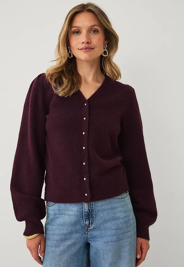 Ellos Collection - Cardigan med puffärmar - Brun
