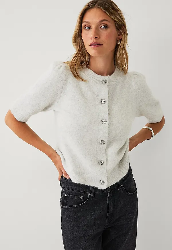 Ellos Collection - Cardigan med puffärmar - Grå