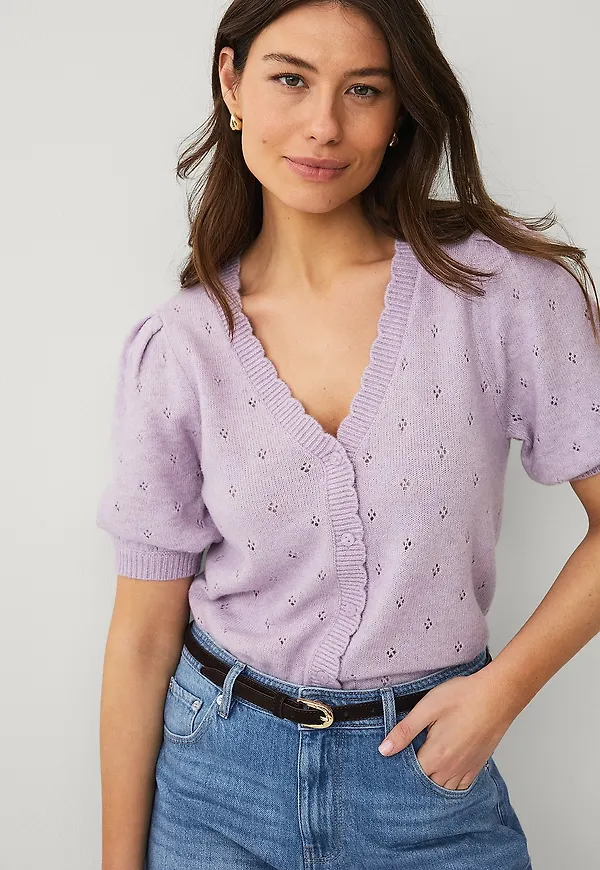 Ellos Collection - Cardigan med puffärmar - Lila
