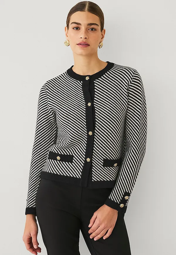 Ellos Collection - Cardigan med ränder - Svart