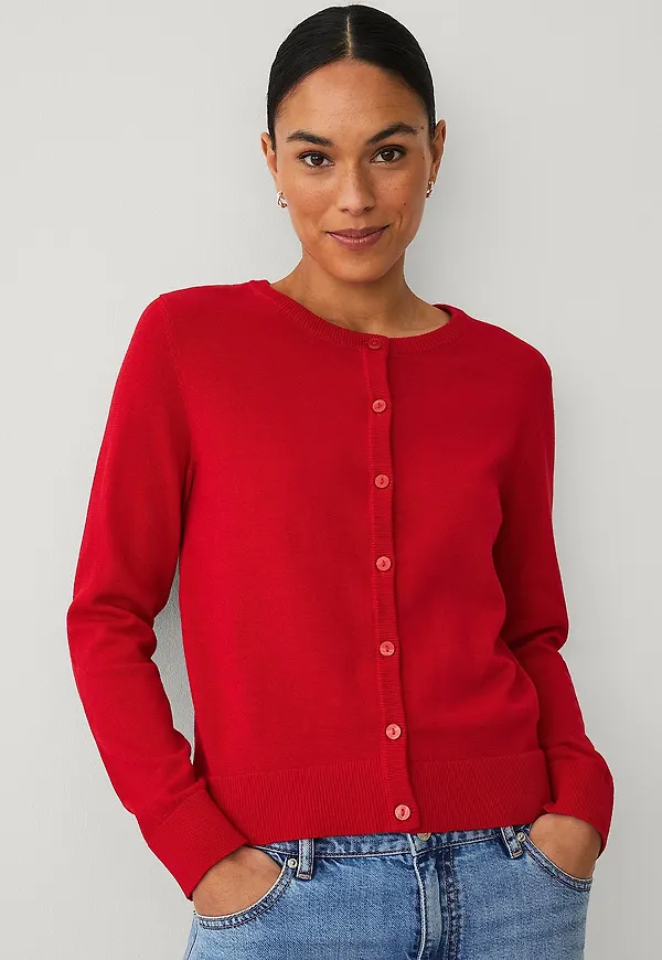 Ellos Collection - Cardigan med ribbade detaljer - Röd