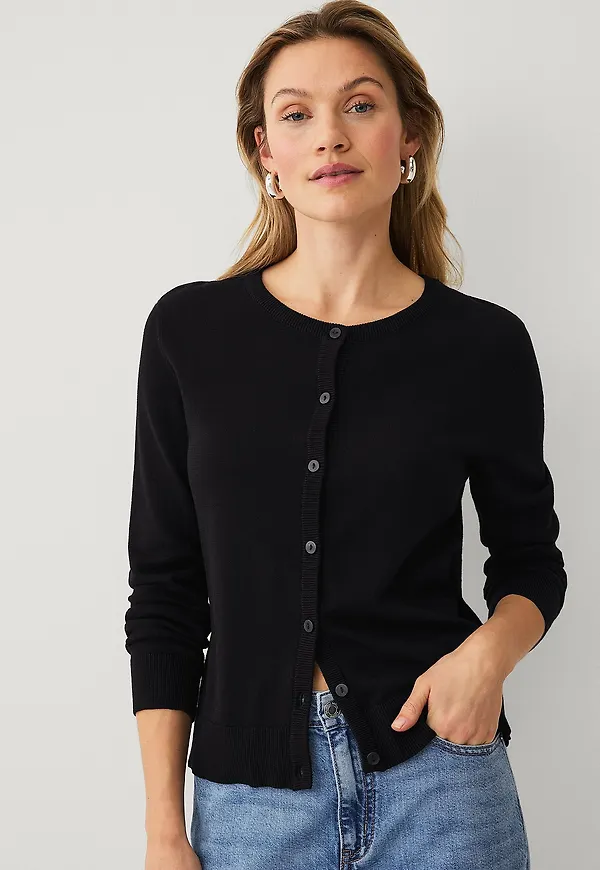 Ellos Collection - Cardigan med ribbade detaljer - Svart