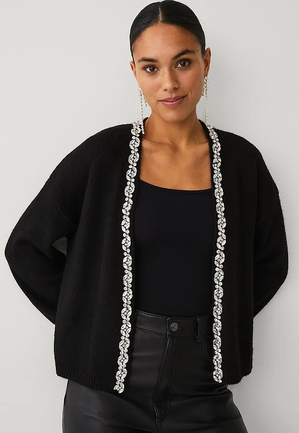 Ellos Collection - Cardigan med strasstenar - Svart