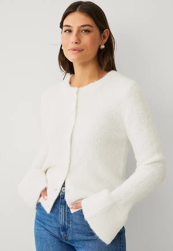 Ellos Collection - Cardigan med utsvängda ärmslut - Vit