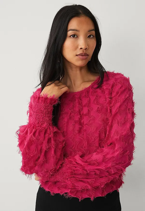Ellos Collection - Chiffongblus med struktur - Rosa