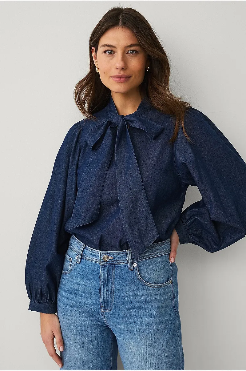 Ellos Collection - Denimblus med ballongärmar - Blå