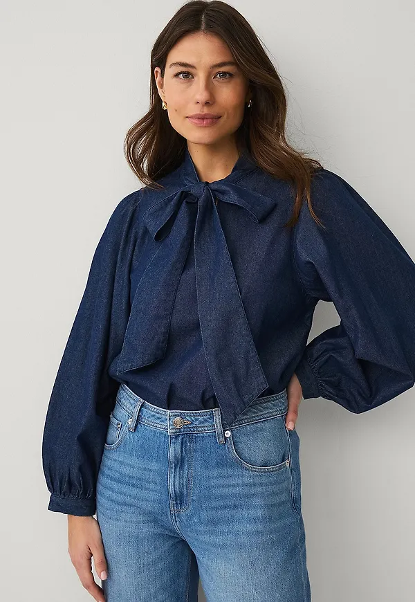 Ellos Collection - Denimblus med ballongärmar - Blå