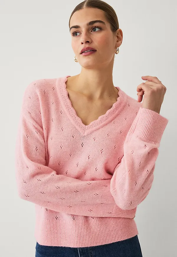 Ellos Collection - Hålmönstrad tröja - Rosa