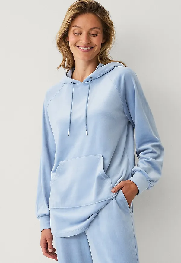 Ellos Collection - Huvtröja i velour - Blå