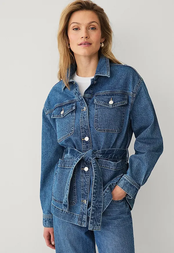 Ellos Collection - Jeansjacka med knytskärp - Blå