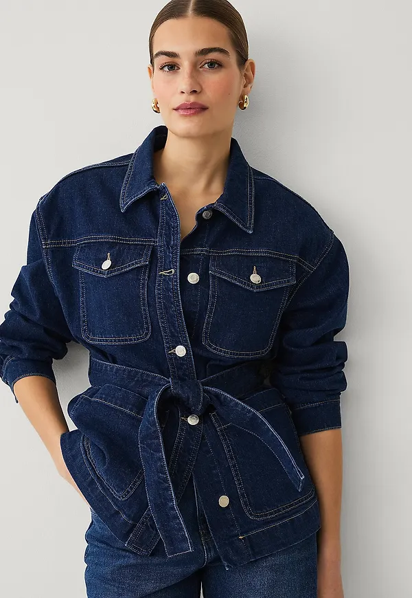 Ellos Collection - Jeansjacka med knytskärp - Blå