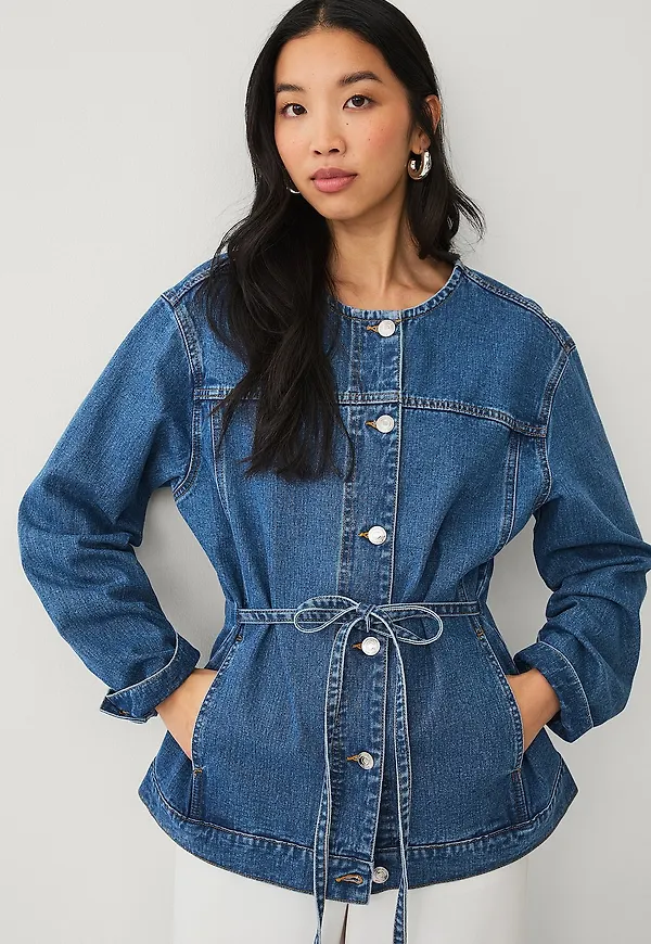 Ellos Collection - Jeansjacka med knytskärp - Blå