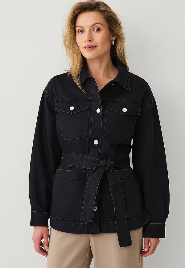 Ellos Collection - Jeansjacka med knytskärp - Svart