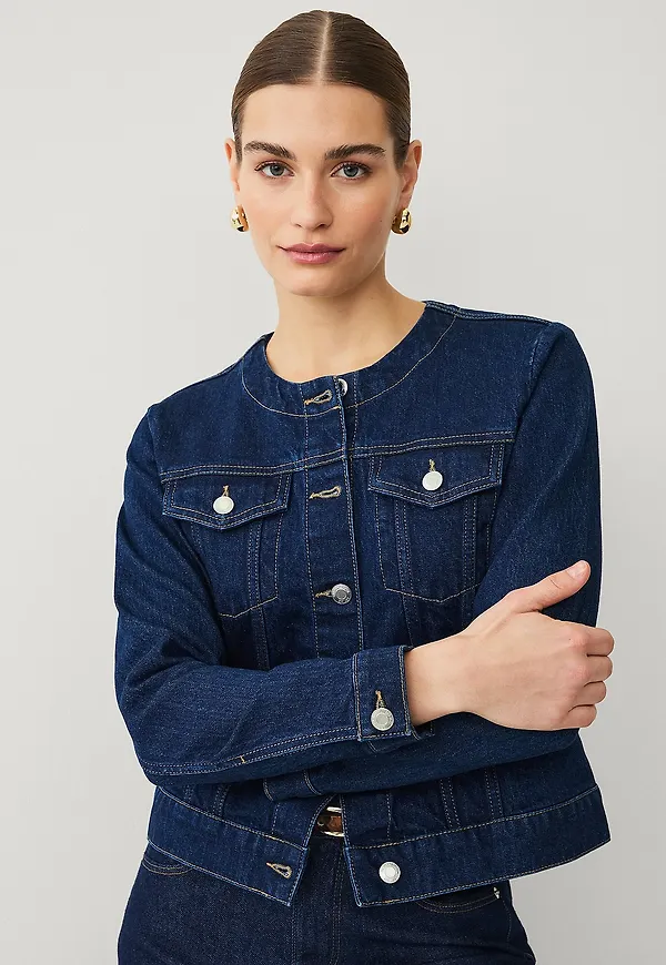 Ellos Collection - Jeansjacka med rundad hals - Blå