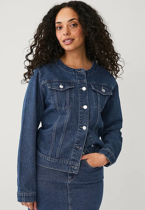 Ellos Collection - Jeansjacka med rundad hals - Blå