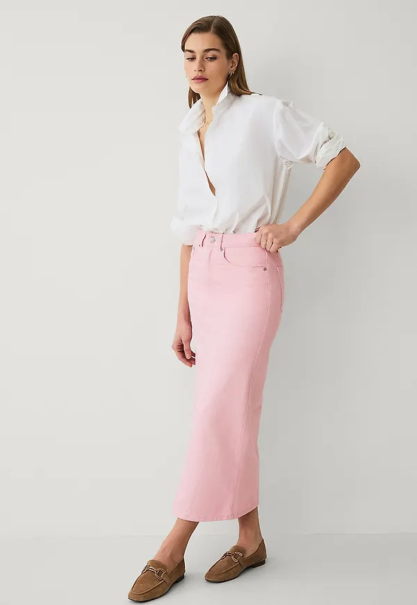 Ellos Collection - Jeanskjol med hög midja - Rosa