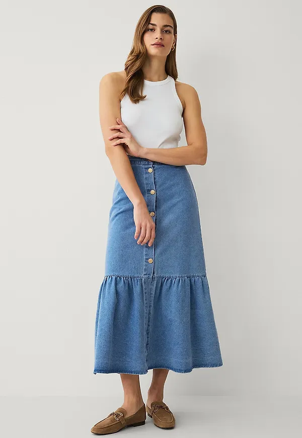 Ellos Collection - Jeanskjol med volang - Blå