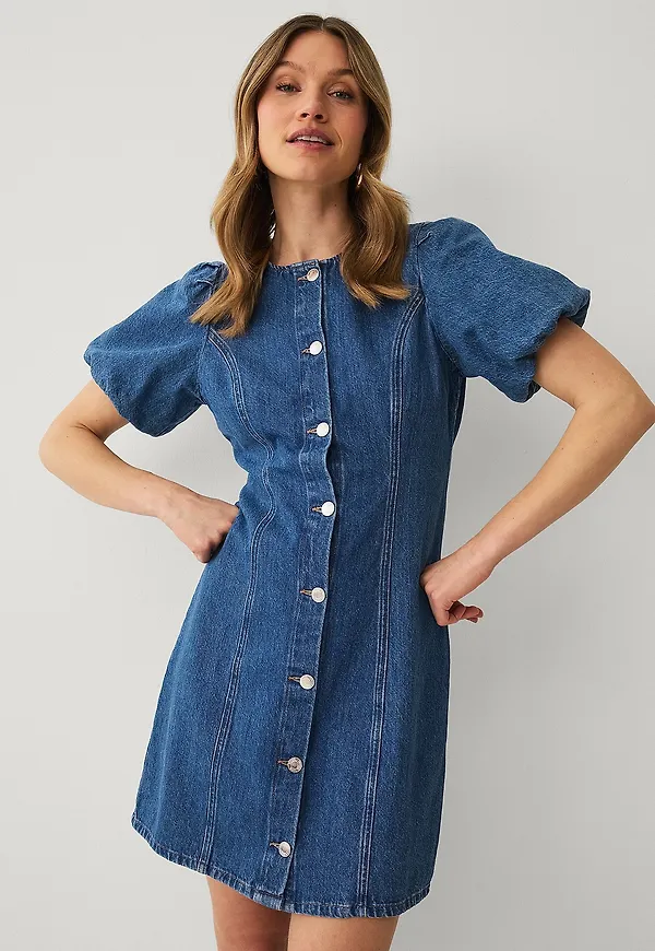 Ellos Collection - Jeansklänning med puffärmar - Blå