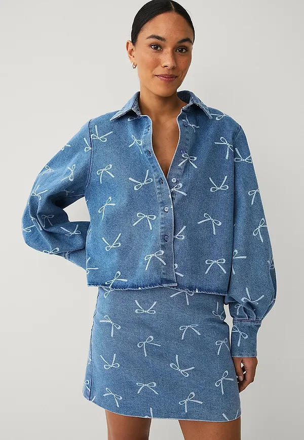 Ellos Collection - Jeansskjorta med ballongärmar - Blå