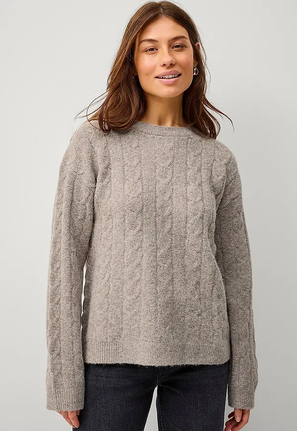 Ellos Collection - Kabelstickad tröja - Beige