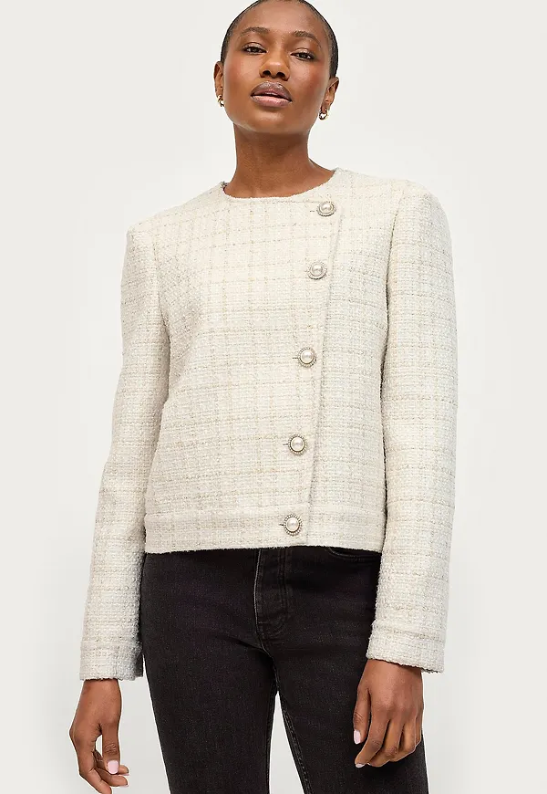 Ellos Collection - Kavaj med pärlknappar - Beige