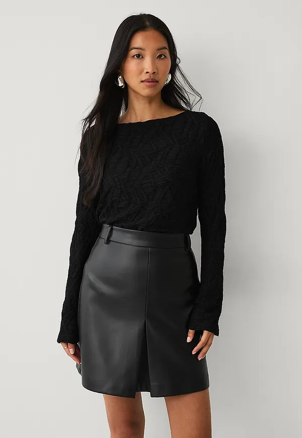 Ellos Collection - Kjol i skinnimitation - Svart