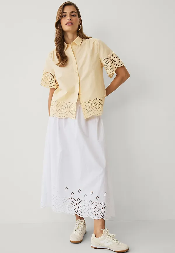 Ellos Collection - Kjol med broderie anglaise - Vit