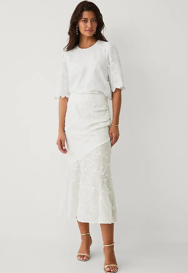 Ellos Collection - Kjol med broderier - Vit
