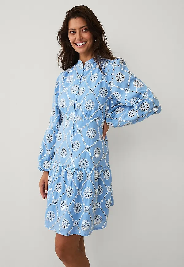 Ellos Collection - Klänning med broderier - Blå