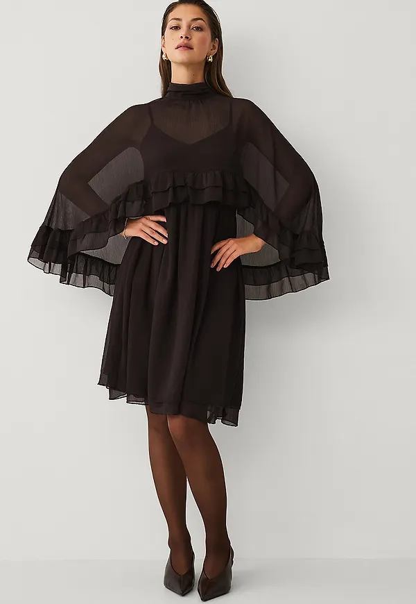 Ellos Collection - Klänning med cape - Brun
