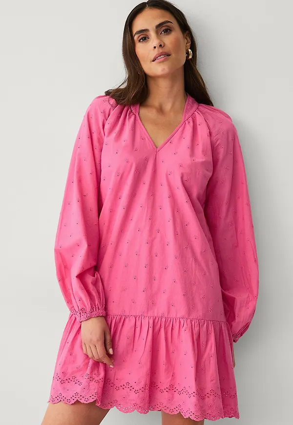 Ellos Collection - Klänning med hålbroderier - Rosa