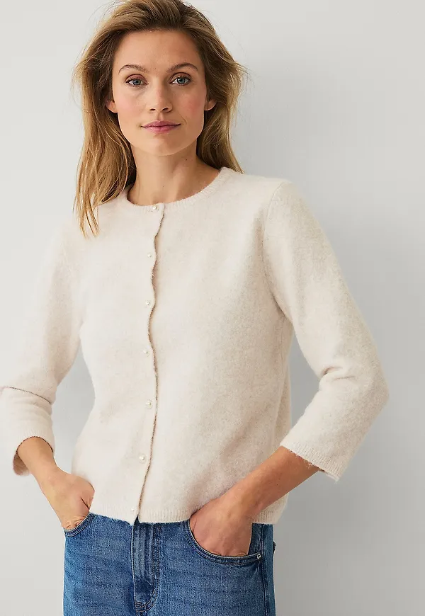 Ellos Collection - Kofta med pärlknappar - Beige