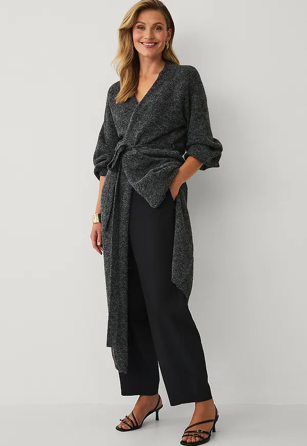 Ellos Collection - Lång cardigan med ballongärmar - Grå