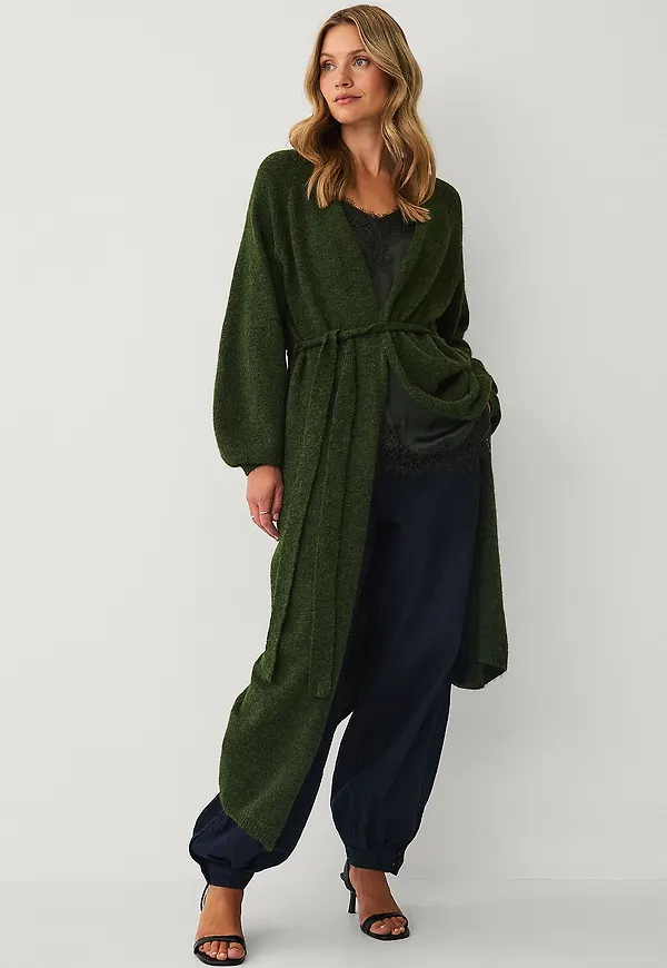 Ellos Collection - Lång cardigan med ballongärmar - Grön
