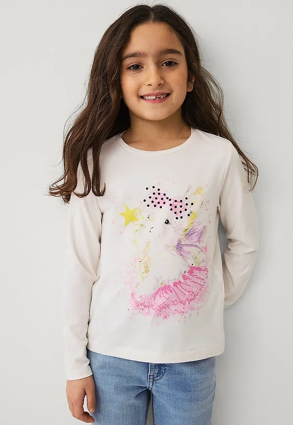 Ellos Collection - Långärmad t-shirt med stort tryck - Vit