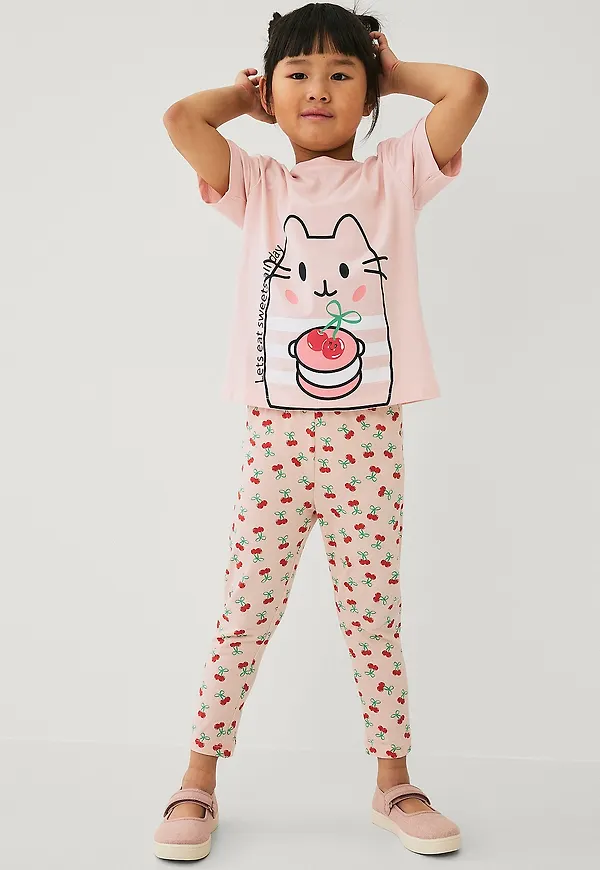 Ellos Collection - Leggings i bomullstrikå - Rosa