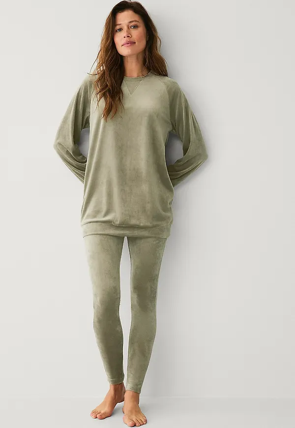 Ellos Collection - Leggings i velour - Grön