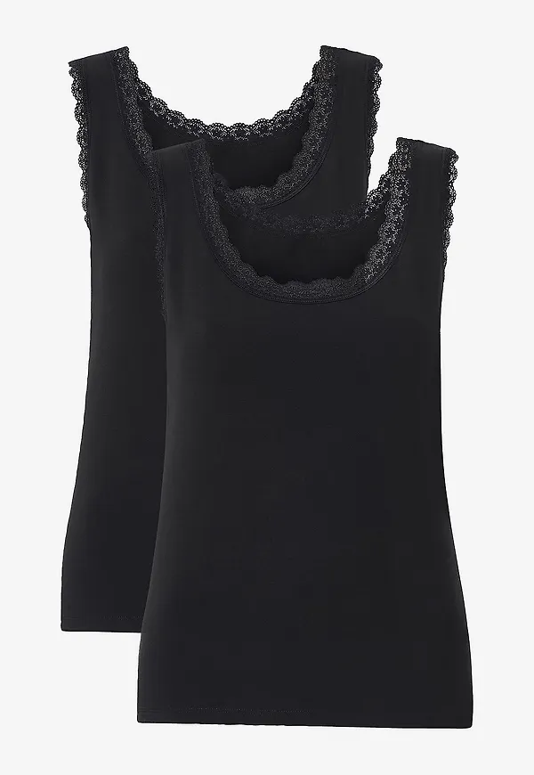 Ellos Collection - Linne med spetskant 2-pack - Svart