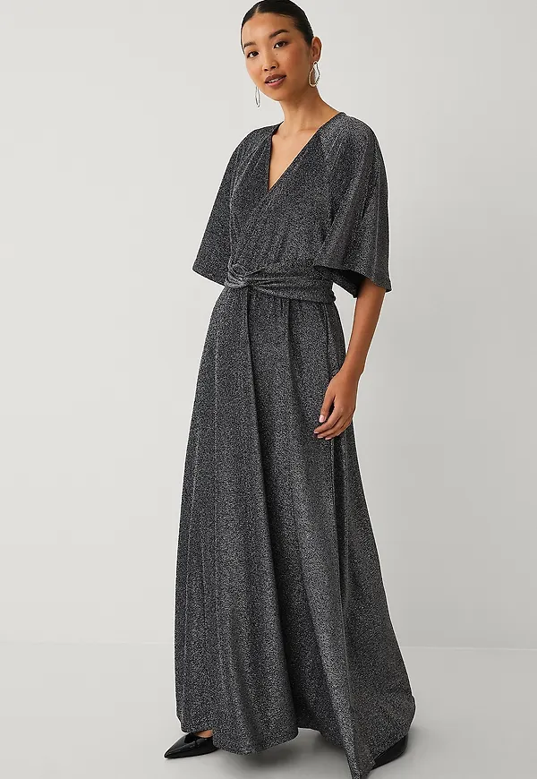 Ellos Collection - Maxiklänning i lurex med knytskärp - Silver