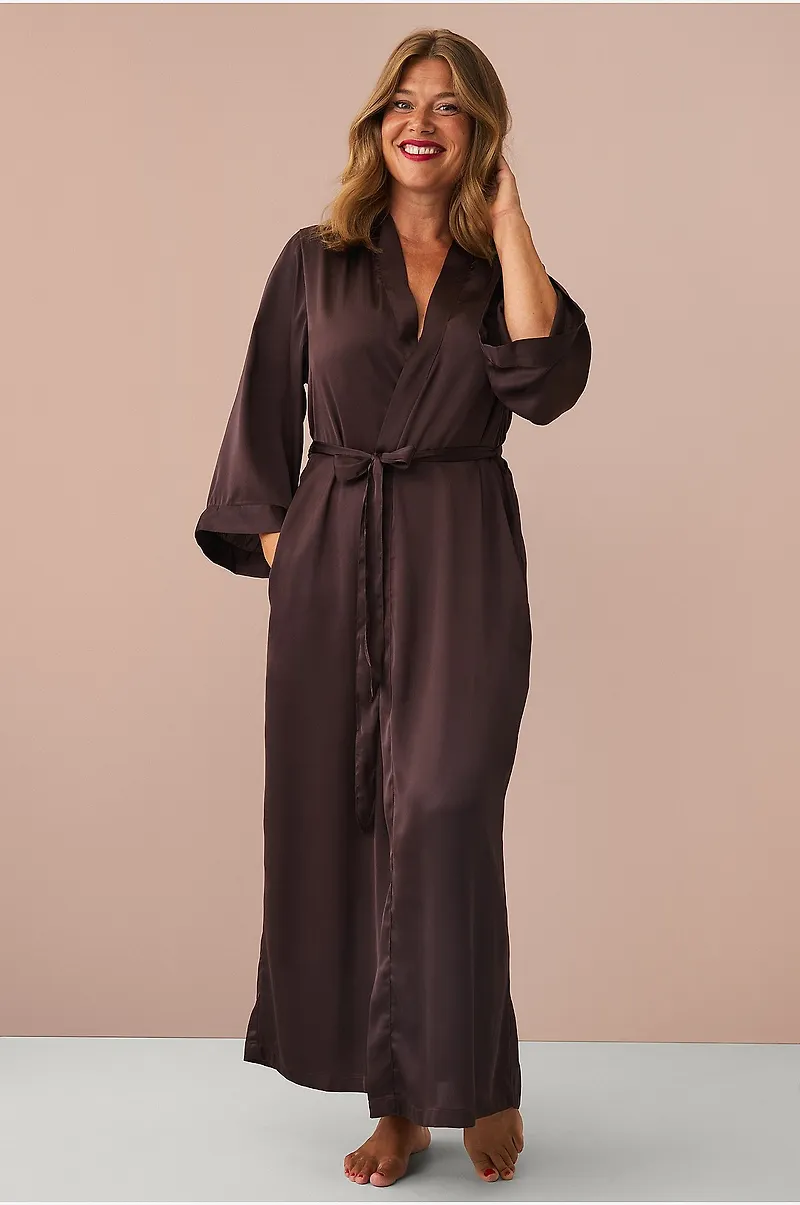 Ellos Collection - Morgonrock Chocolate Satin - Brun
