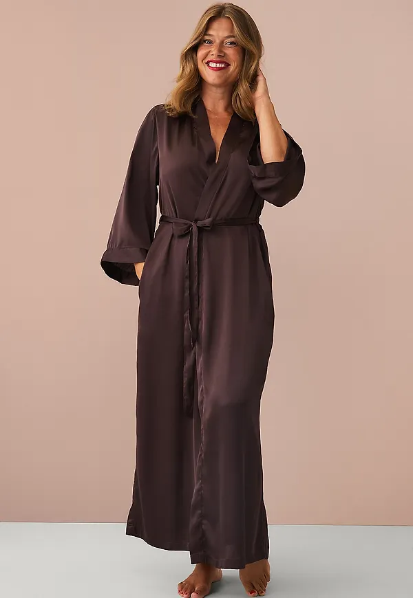Ellos Collection - Morgonrock Chocolate Satin - Brun