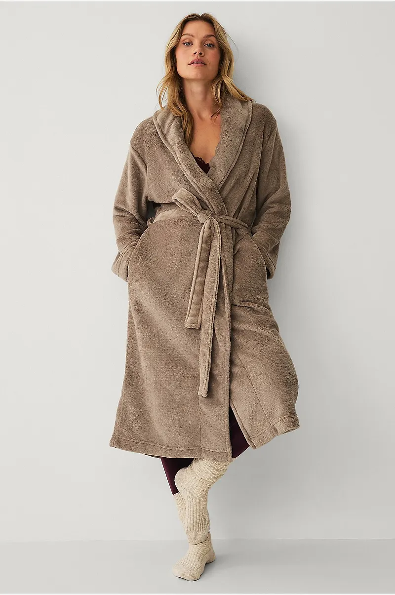 Ellos Collection - Morgonrock i fleece - Beige
