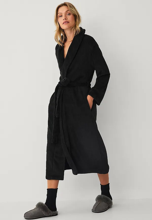 Ellos Collection - Morgonrock i fleece - Svart