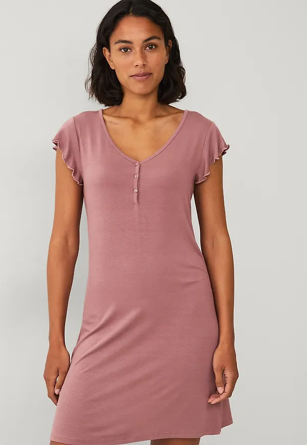 Ellos Collection - Nattlinne med halv knappslå - Rosa