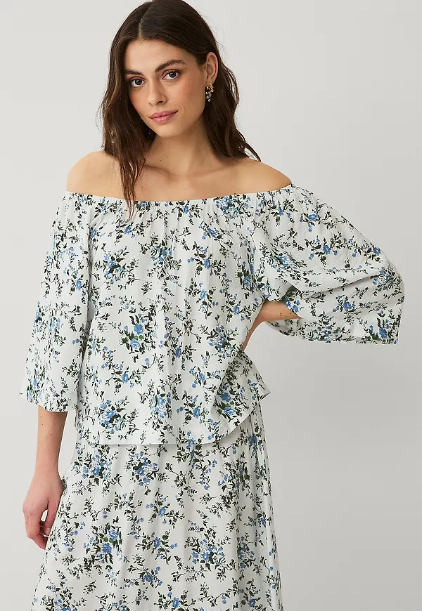 Ellos Collection - Off-Shoulder Blus - Blå