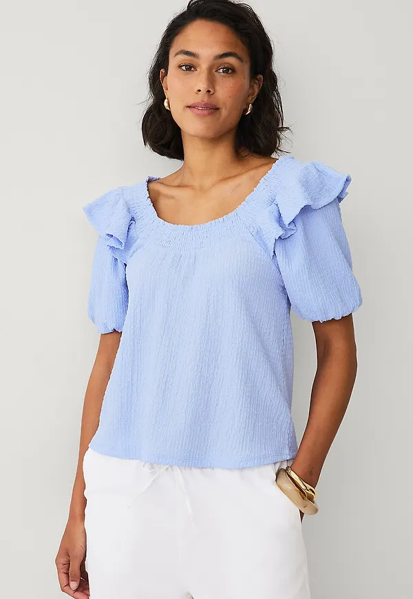 Ellos Collection - Off shoulder topp - Blå