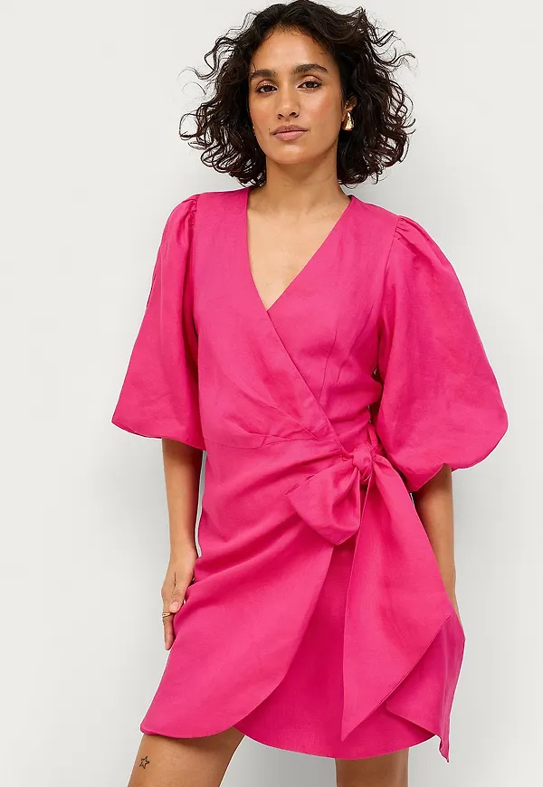 Ellos Collection - Omlottklänning Bianca Linen - Rosa