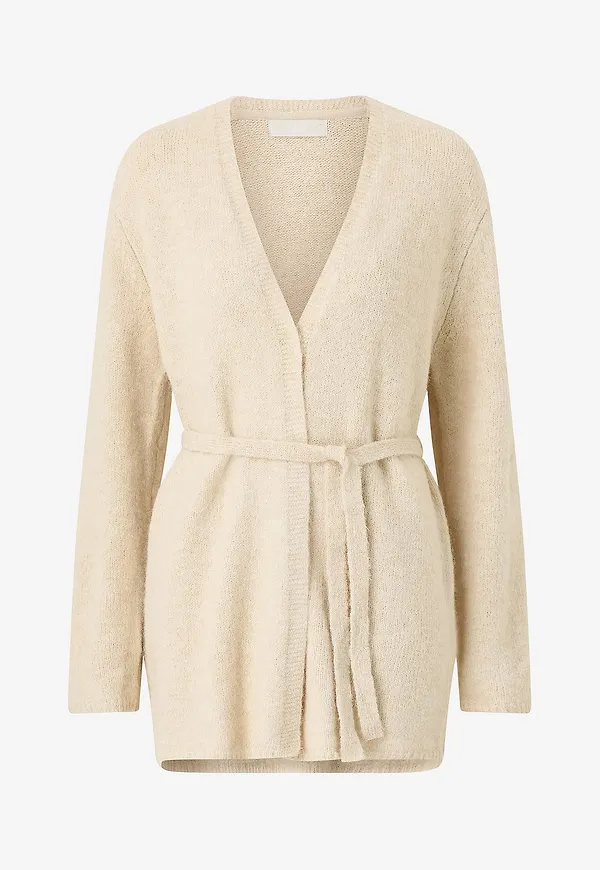 Ellos Collection - Öppen cardigan med knytskärp - Vit