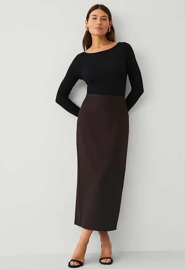 Ellos Collection - Pennkjol med slits - Brun