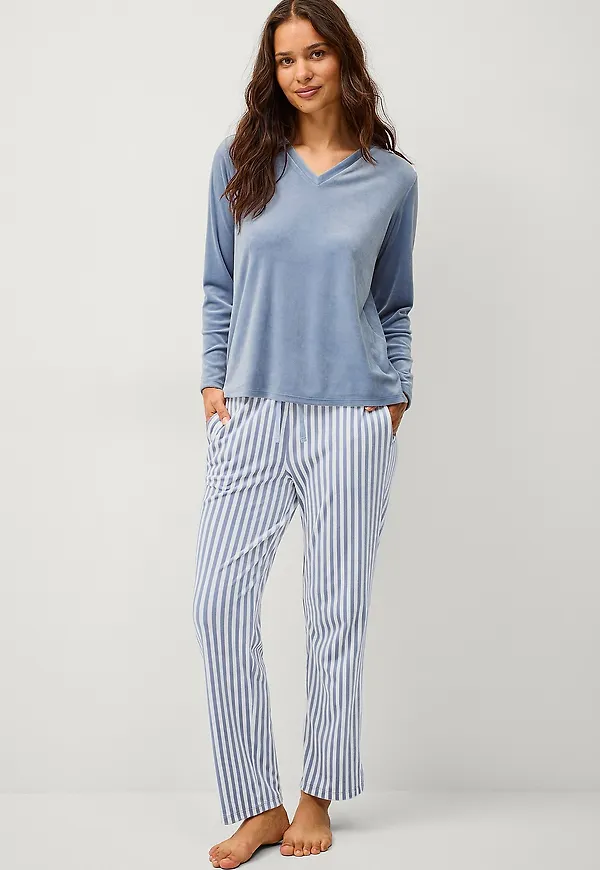 Ellos Collection - Pyjamas i velour - Blå